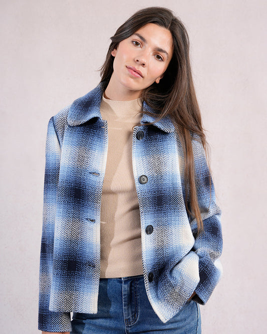 Blue & White Plaid Coat