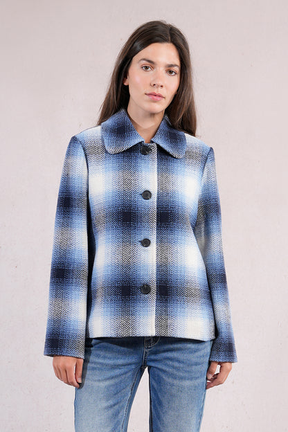 Blue & White Plaid Coat