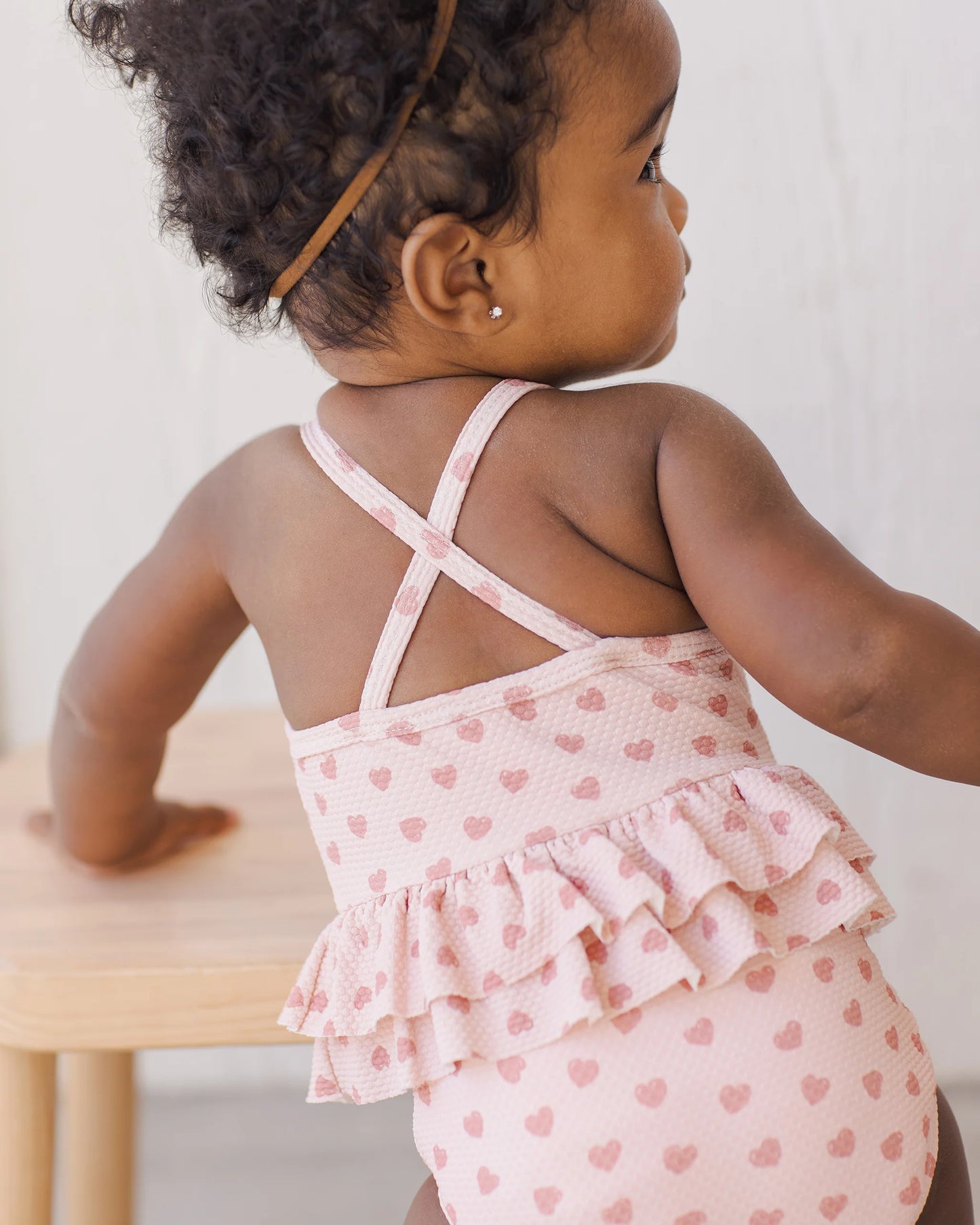 Hearts Ruffled One-Piece Swimsuit