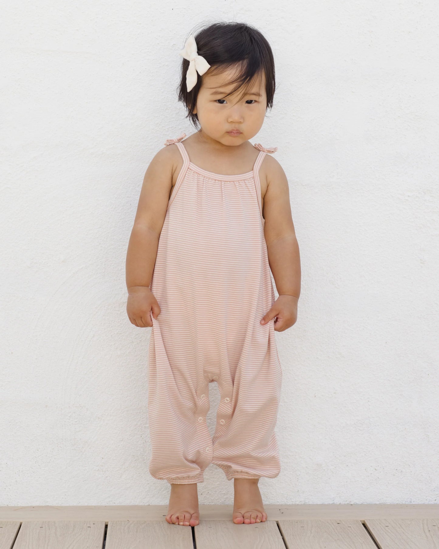 Melon Stripe Smocked Jumpsuit
