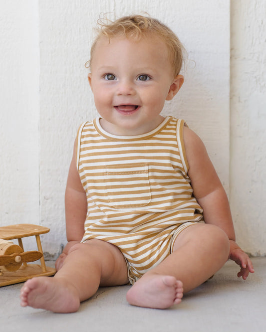 Honey Stripe Sleeveless Romper