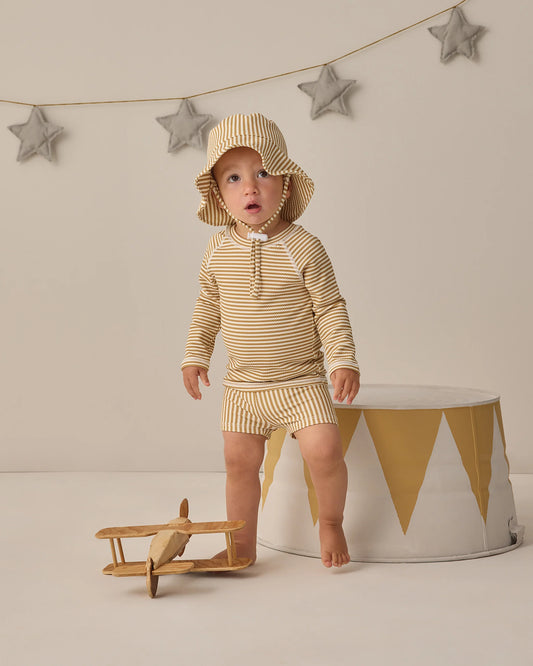 Honey Stripe Rashguard Swimsuit Set
