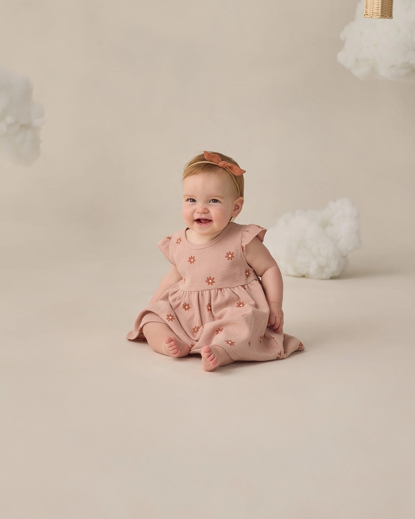 Pink Daisy Flutter Sleeve Dress