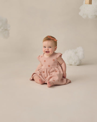 Pink Daisy Flutter Sleeve Dress