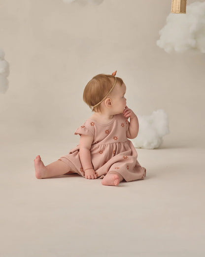 Pink Daisy Flutter Sleeve Dress