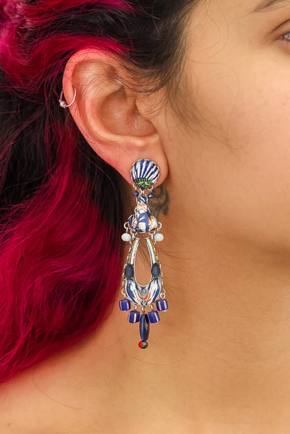 Long Blue Domes Post Earrings | Ayalabar