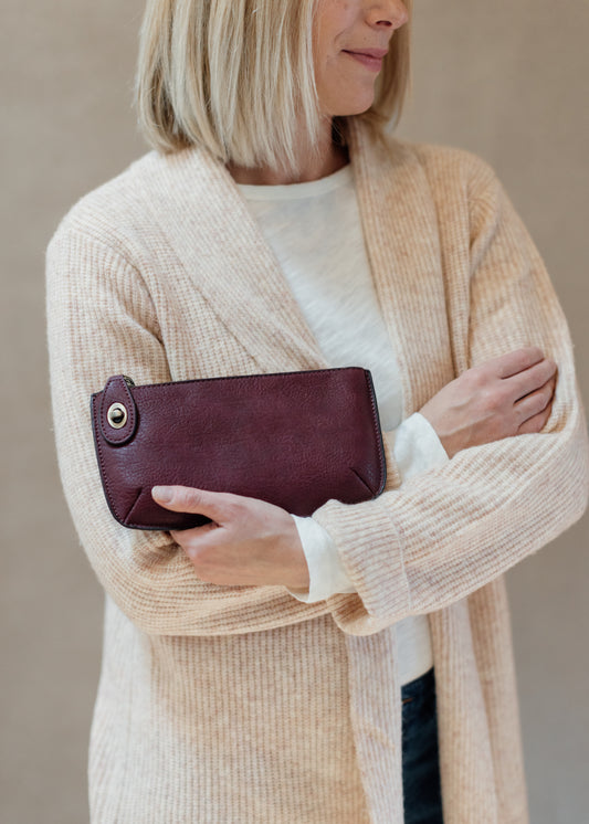 Mini Crossbody Wristlet Clutch in Red Violet