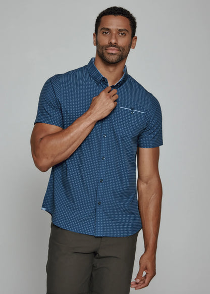 Monroe Shirt in Navy Geo | 7Diamonds