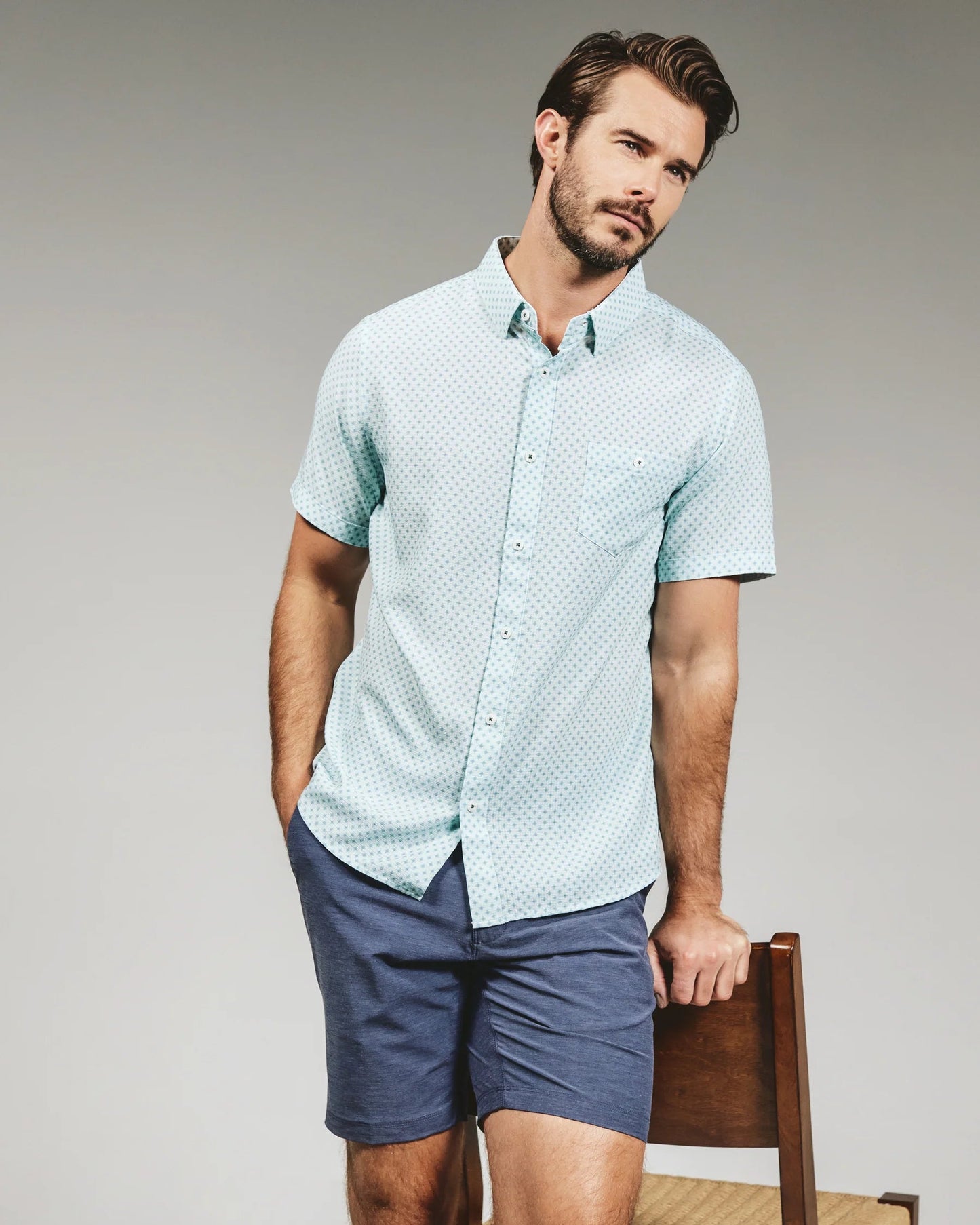 Orion Shirt in Seafoam Print | 7Diamonds