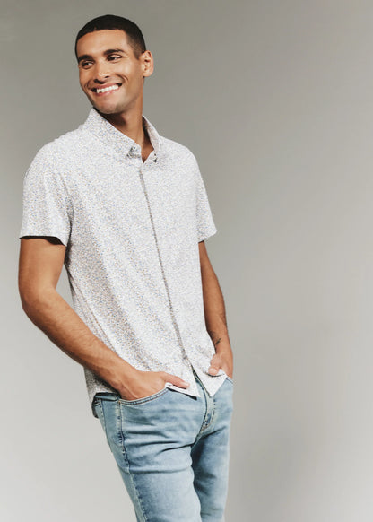 Mercer Shirt in Natural Floral Print | 7Diamonds
