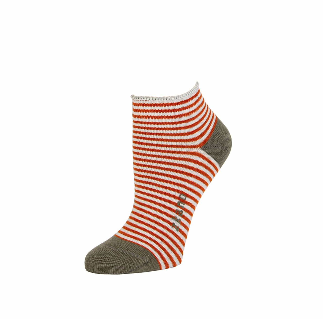 Rosette Striped Anklet Socks in Cognac