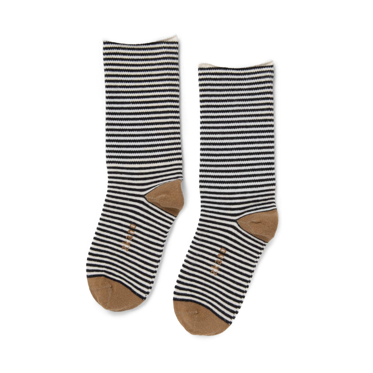 Roll Top Striped Crew Socks in Black