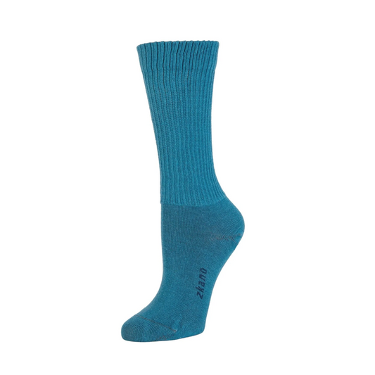 Rib Knit Crew Socks in Teal