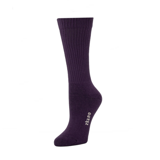 Rib Knit Crew Socks in Plum