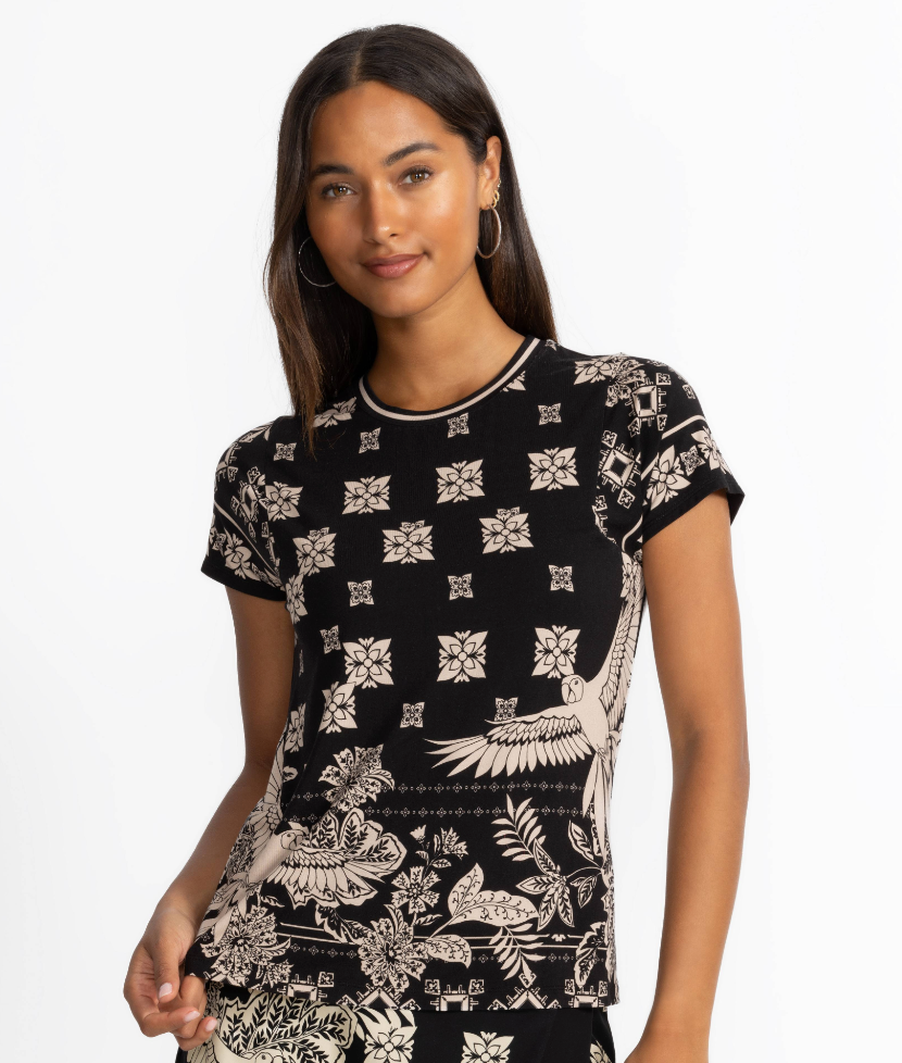 Janie Boxy Tee in Myna Print | Johnny Was