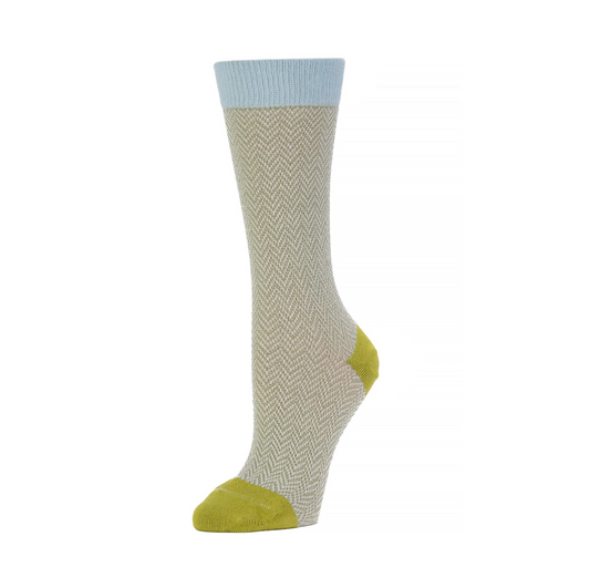 Textured Herringbone Crew Socks in Sage