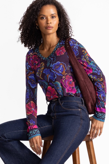 Janie Long Sleeve Tee in Aphaia | Johnny Was