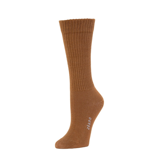 Rib Knit Crew Socks in Chestnut