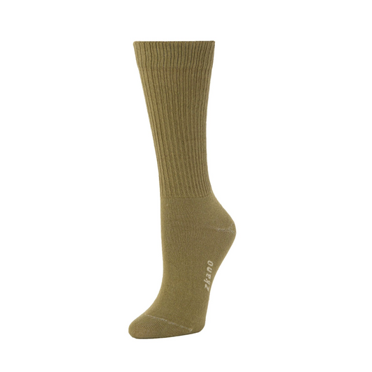 Rib Knit Crew Socks in Olive
