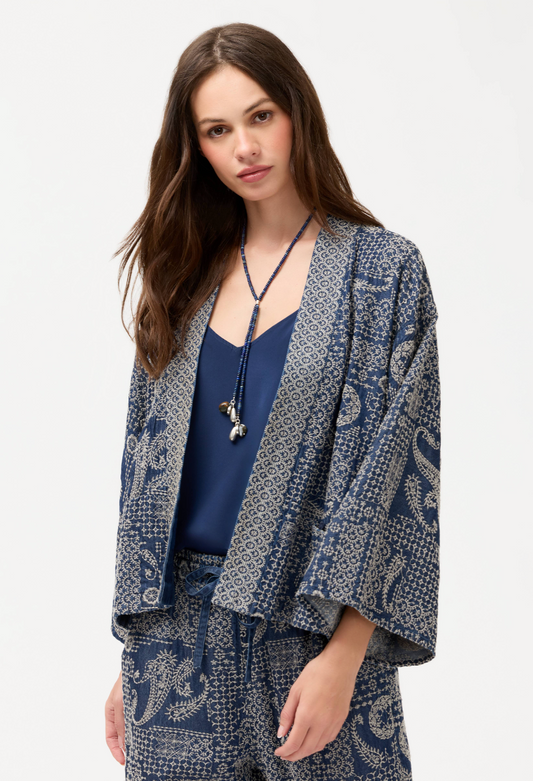 Denim Sashiko Patchwork Jacket | Johnny Was