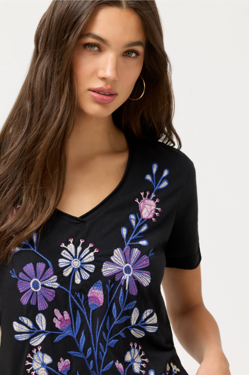 Adina Tee in Black | Johnny Was