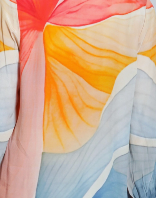 Button-Up Blouse in Ombre Leaf Print | APNY
