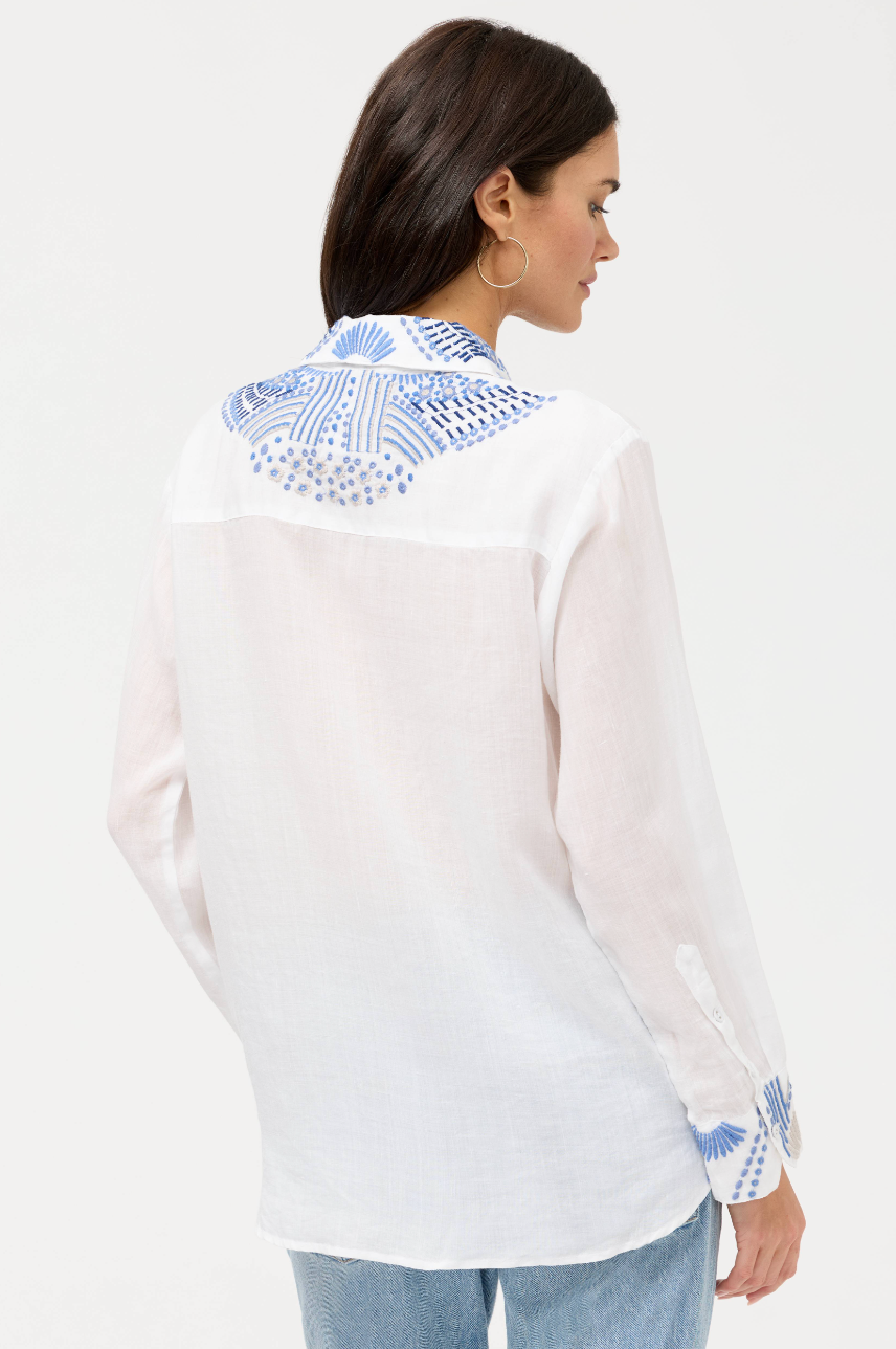 Relaxed Button Down in Blue & White | Johnny Was