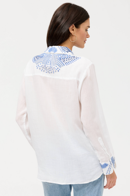 Relaxed Button Down in Blue & White | Johnny Was