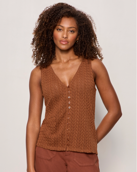 Button Front Tank in Clay | Sanctuary