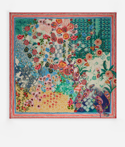 Carlina Medium Square Silk Scarf | Johnny Was