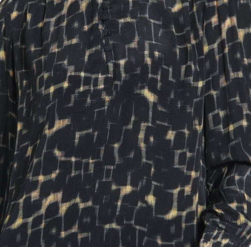Mandarin Collar Blouse in Black Geo Print | APNY