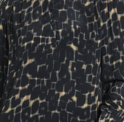 Mandarin Collar Blouse in Black Geo Print | APNY