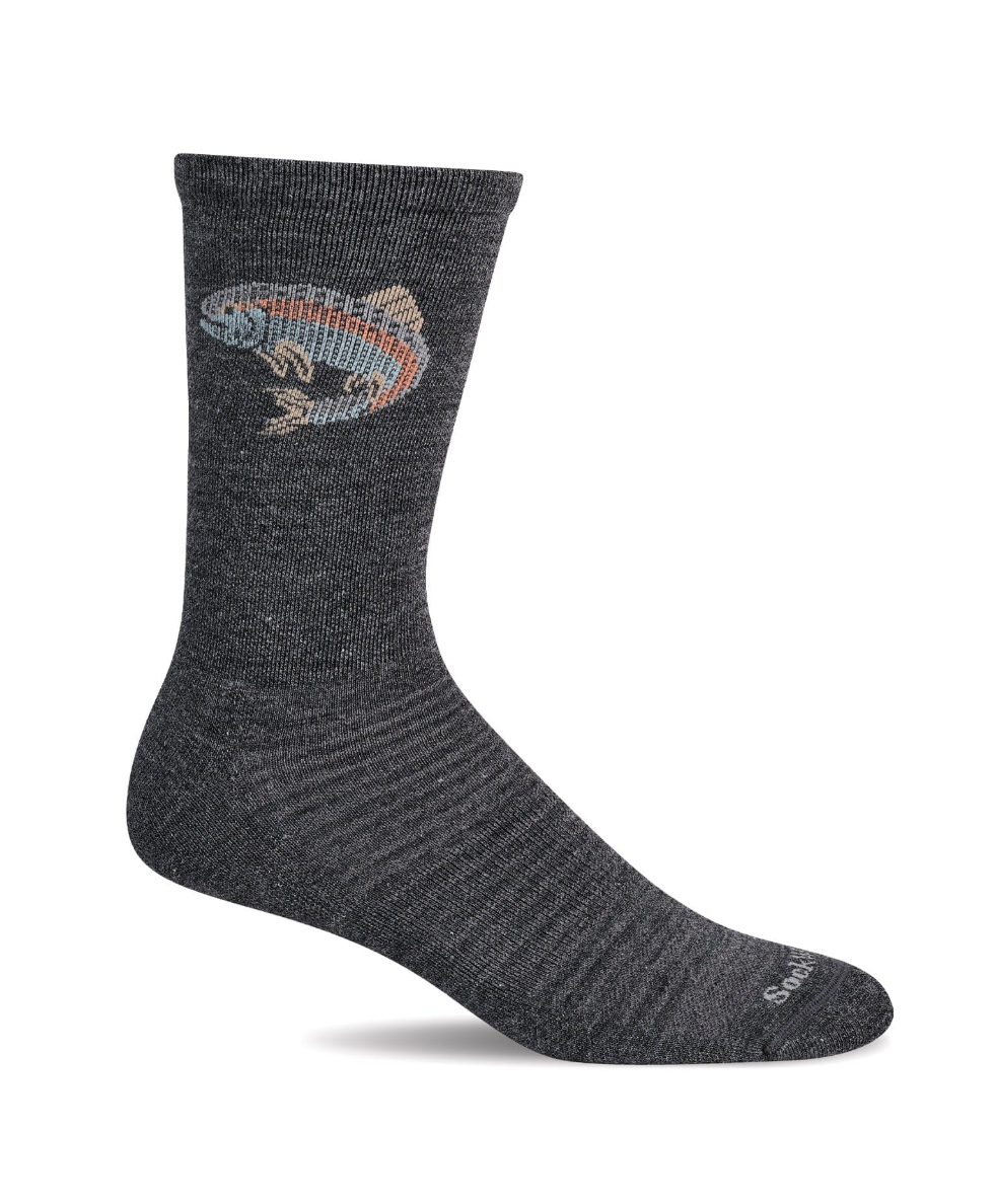 Trout Crew Socks in Charcoal
