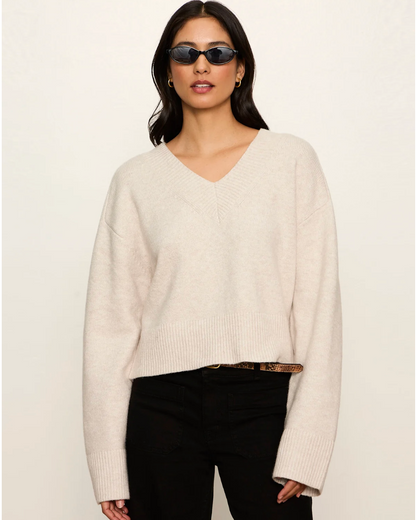 Vanna V-Neck Sweater in Heather Hazelnut | Sanctuary