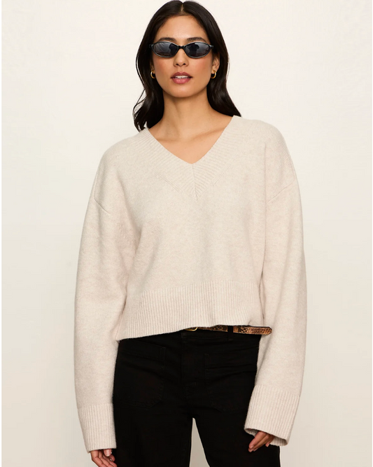 Vanna V-Neck Sweater in Heather Hazelnut | Sanctuary