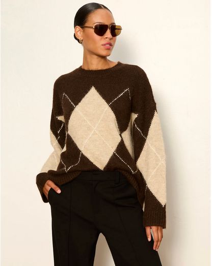 Argyle Crew Pullover in Espresso | Sanctuary