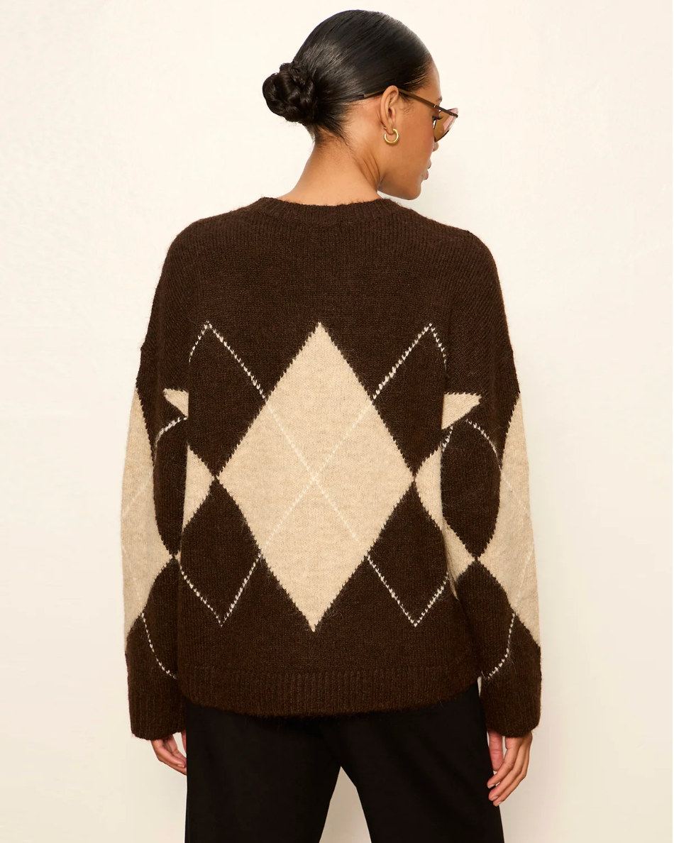 Argyle Crew Pullover in Espresso | Sanctuary