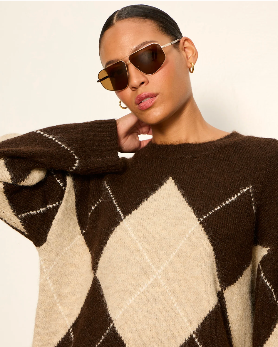 Argyle Crew Pullover in Espresso | Sanctuary