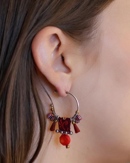 Crimson Fire Hoop Earrings | Ayalabar