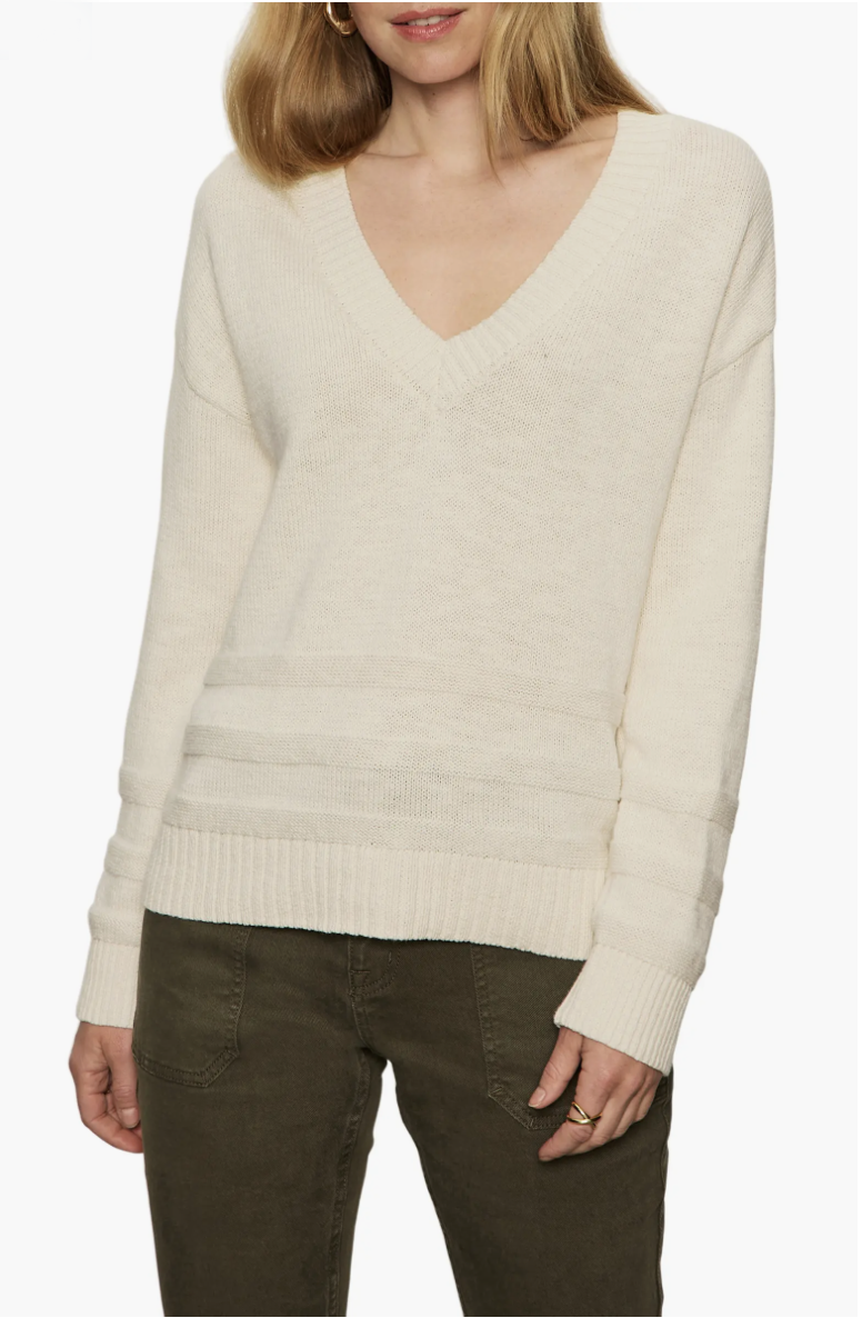 Classic V-Neck Sweater in Chalk | Sanctuary