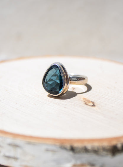 Blue Topaz Teardrop Ring