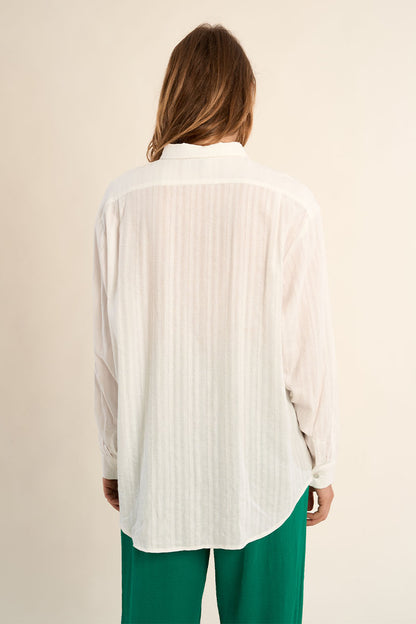 Tonal Stripe Woven Shirt in White