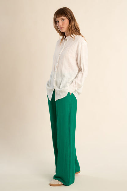 Tonal Stripe Woven Shirt in White