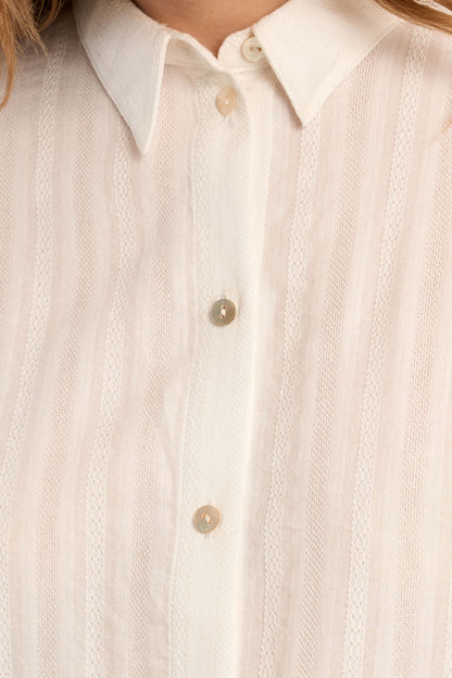 Tonal Stripe Woven Shirt in White