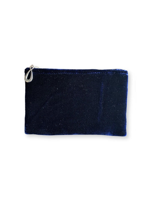 Silk Velvet Coin Purse in Indigo