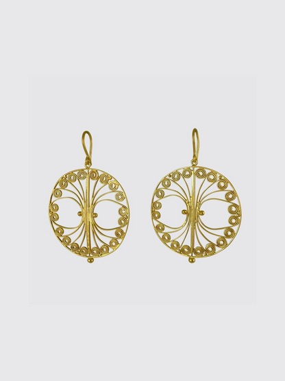 Handmade Filigree Circle Earrings in Gold Plate | Jane Diaz