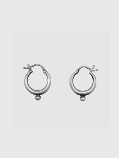 Small Hoop with Granulated Ball in Silver  | Jane Diaz