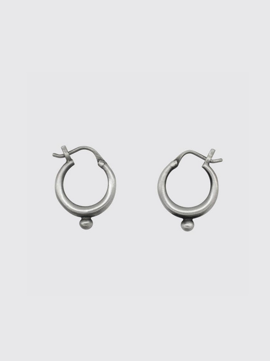 Small Hoop with Granulated Ball in Silver  | Jane Diaz