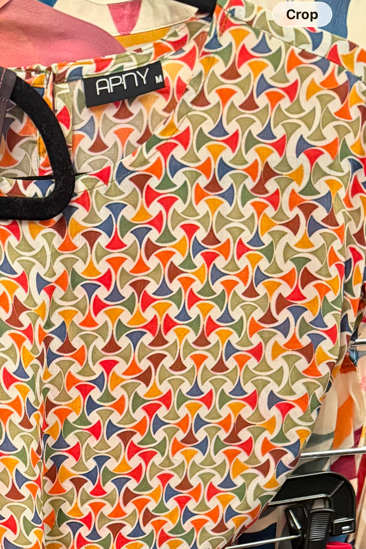 Button-Up Blouse in Multicolor Geo Print | APNY