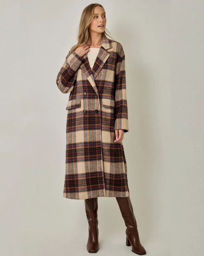 Plaid Long Jacket in Ginger Combo